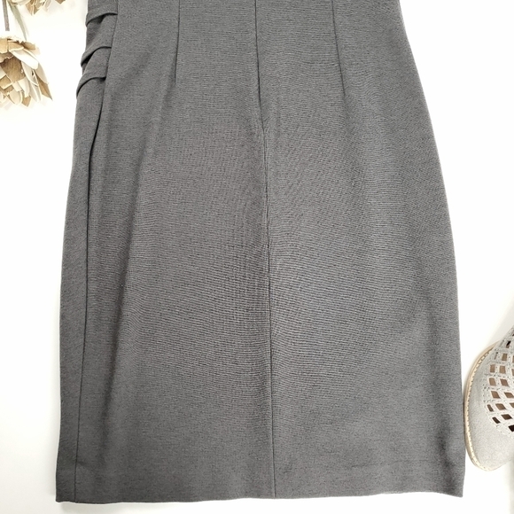 SAKS Fifth Avenue Grey Side Rouged Dress Sz 2 - Picture 9 of 10
